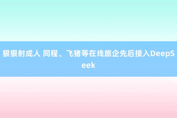狠狠射成人 同程、飞猪等在线旅企先后接入DeepSeek