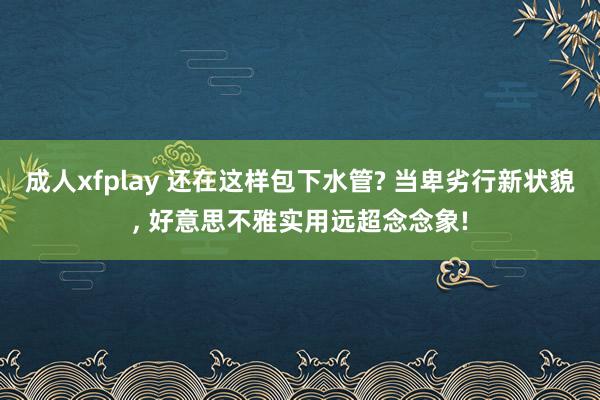 成人xfplay 还在这样包下水管? 当卑劣行新状貌， 好意思不雅实用远超念念象!